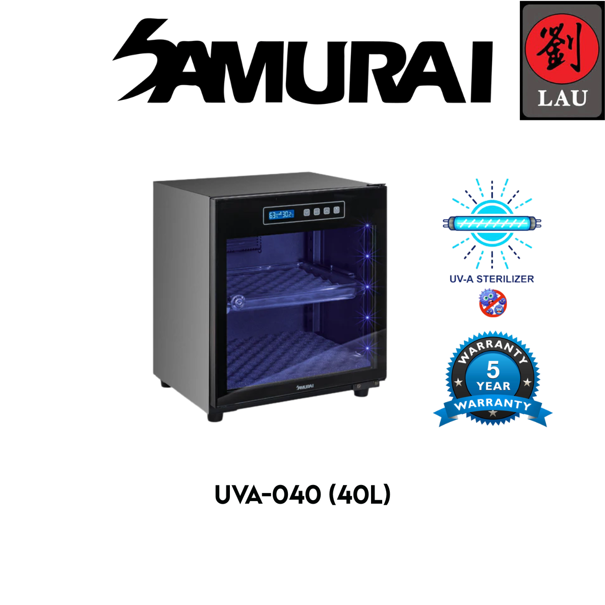 Samurai Dry Cabinet UVA-040 (40L) UVA Sterilization (Black/White) with 5 years warranty