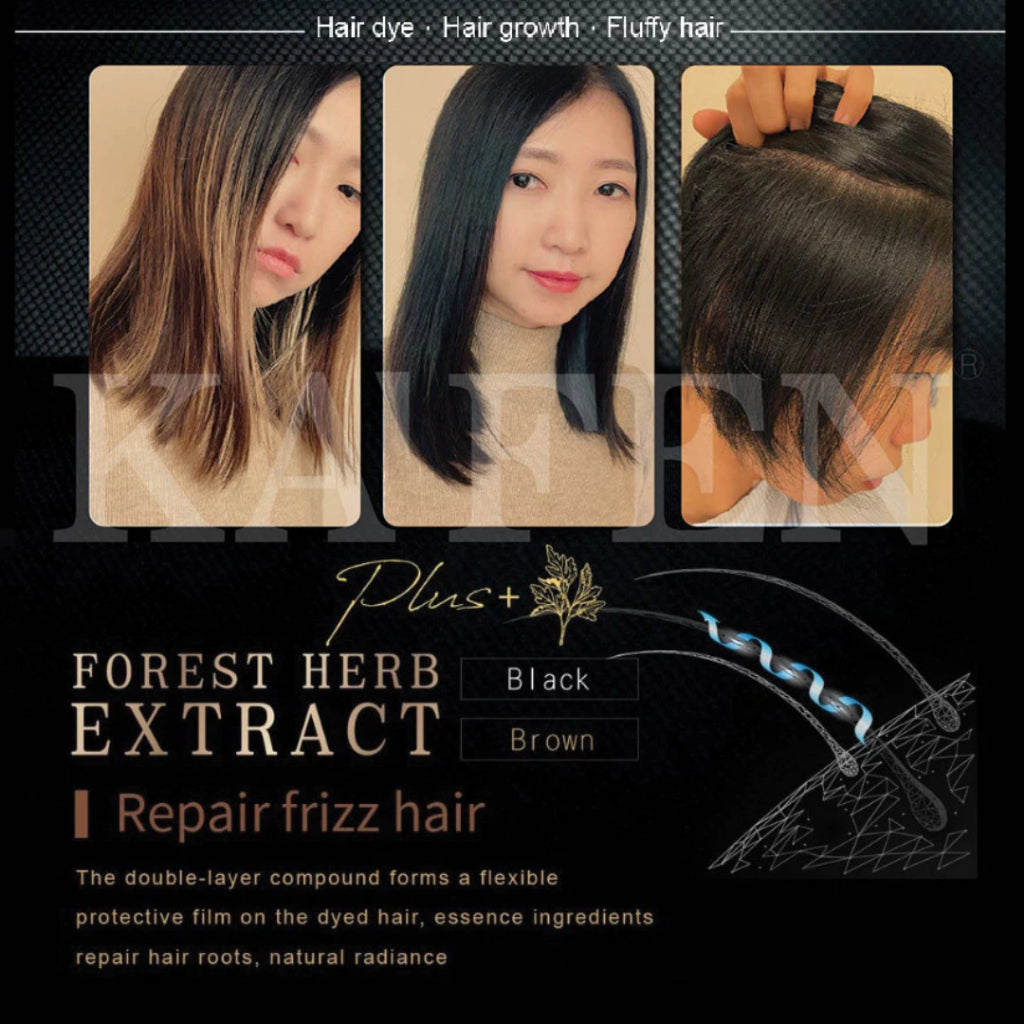KAFEN Forest Herb Extract Hair Color Shampoo Treatment Brown/Black 200ml | Herbal Grey Hair Coverage Dye Shampoo