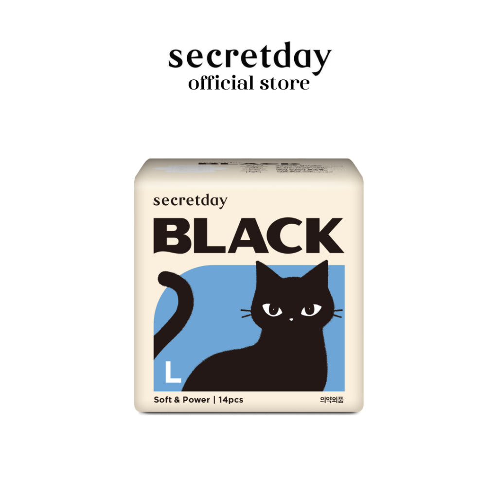 SECRETDAY Black Line Up Sanitary Pad Large 29cm 14s | Strong Absorption | Prevent Leakage | Soft | Feminine Care
