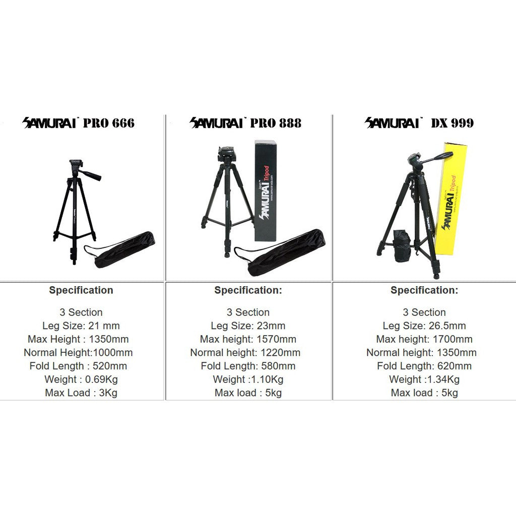 Samurai DSLR Professional Camera Tripod DX999