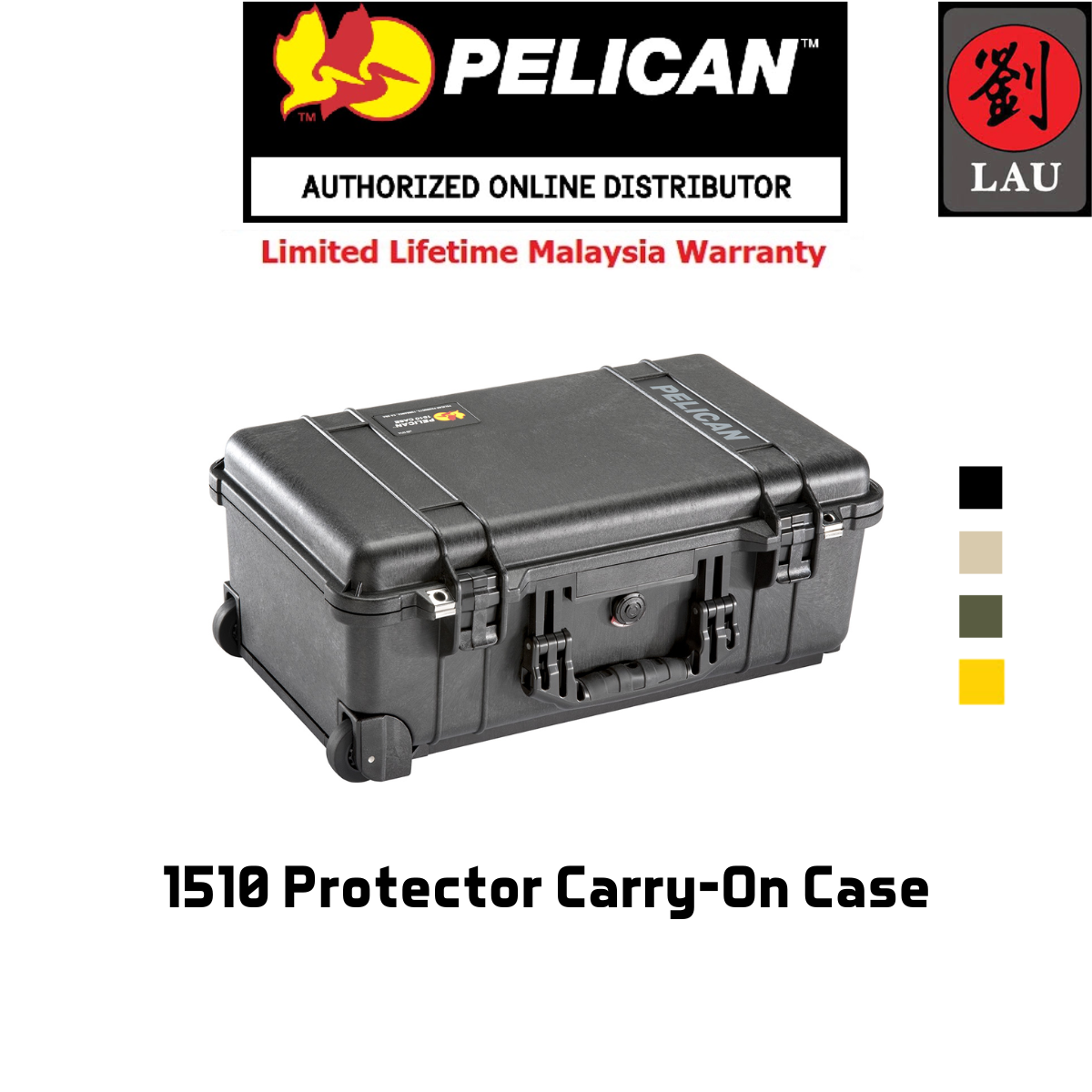 Pelican 1510 Wheeled Protector Carry-on Case with Trekpak/Divider/Foam - Assorted Colours