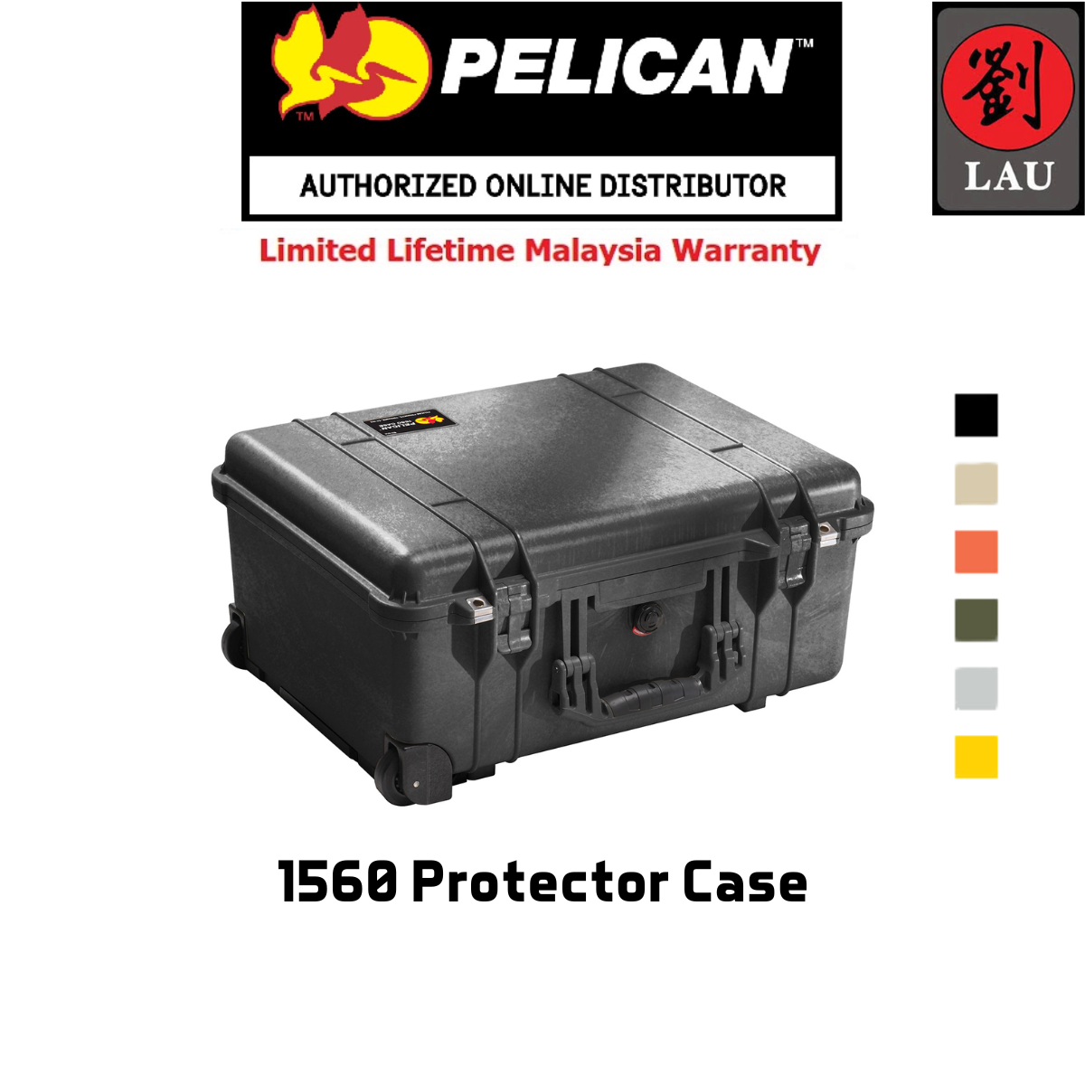 Pelican 1560 Wheeled Protector Case with Foam/Trekpak/Divider - Assorted Colours