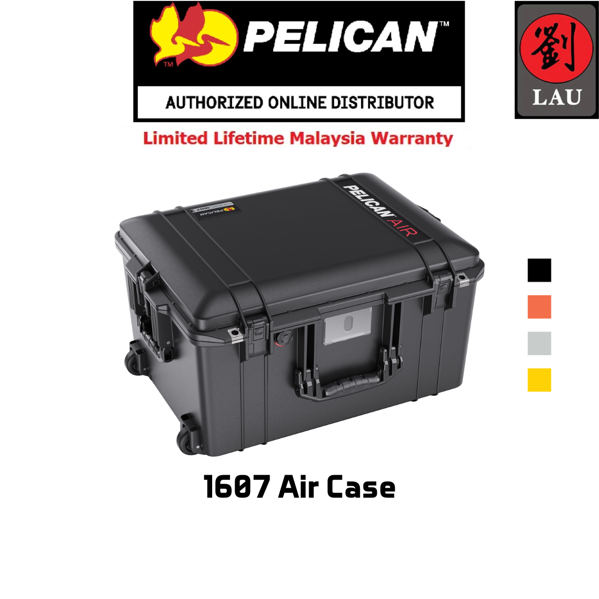 Pelican 1607 Wheeled Air Case with Foam/Divider - Assorted Colours