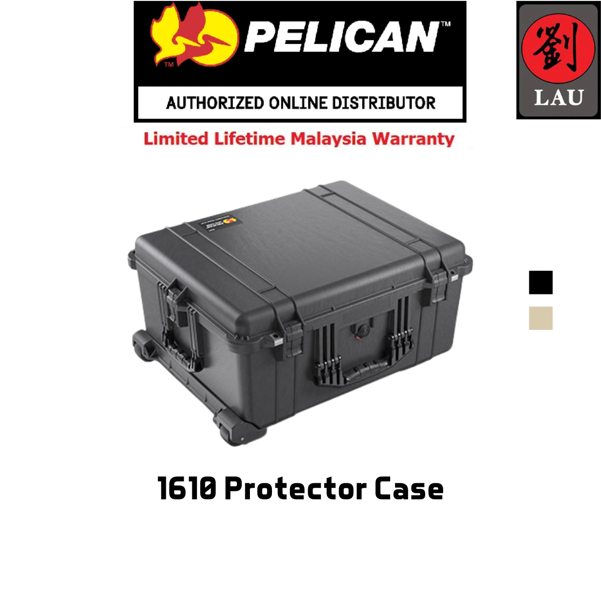 Pelican 1610 Wheeled Protector Case with Foam - Assorted Colours
