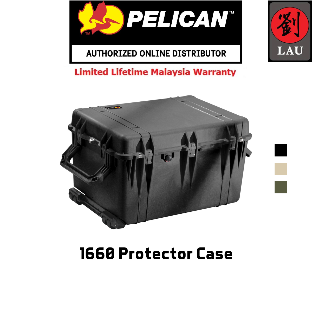 Pelican 1660 Wheeled Protector Case with Foam - Assorted Colours