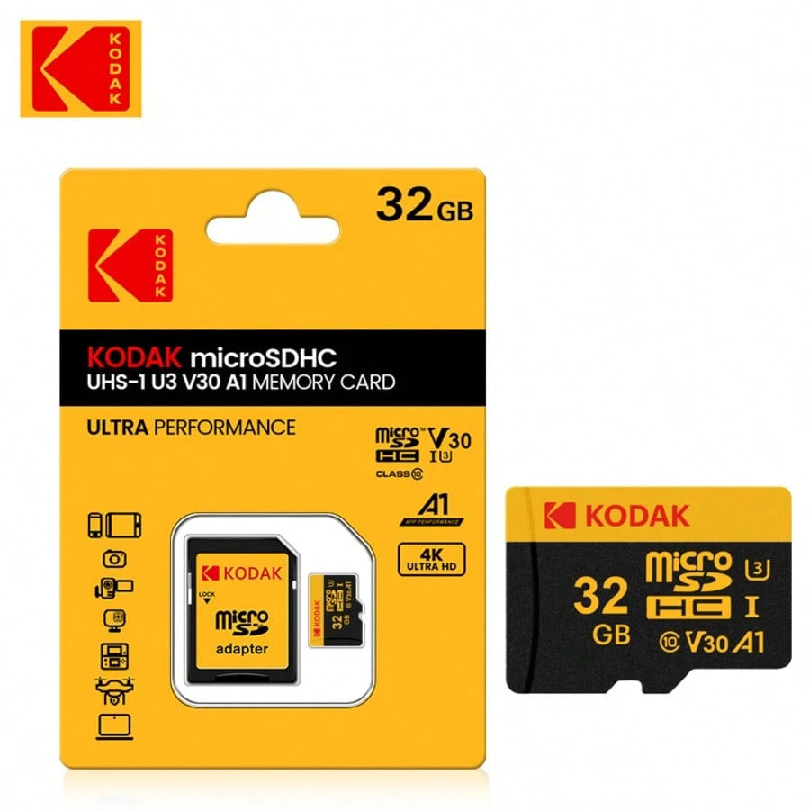 KODAK MicroSD Card with Adapter Ultra Performance Class 10 UHS-I U3 V30 A1 Memory Card