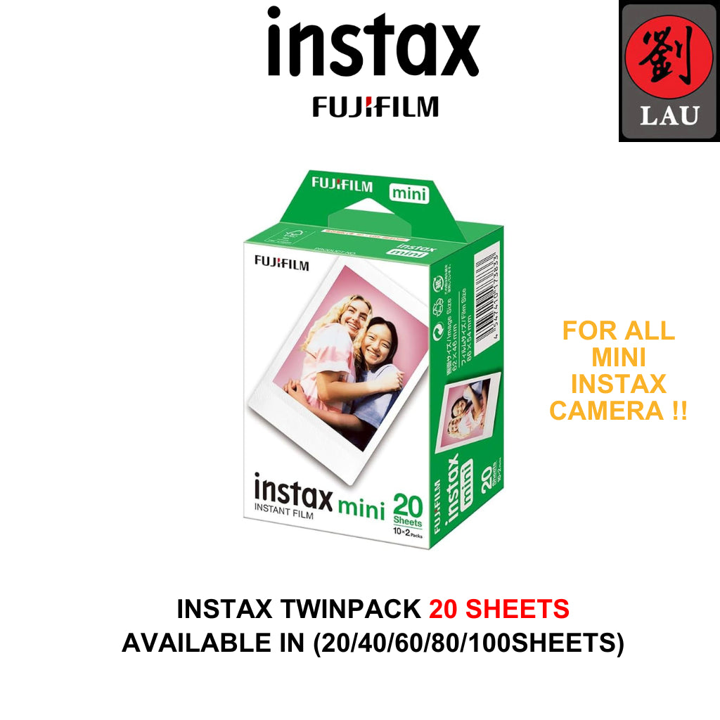 Fujifilm Instax Mini Instant Film Twin Pack (20/40/60/80/100sheets) for all Mini Instax series