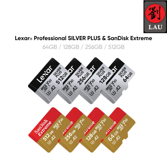 Lexar Pro & SanDisk Extreme 64GB/128GB/256GB/512GB SD CARD for Smartphone/Tablet/Camera/Drone/Action Camera