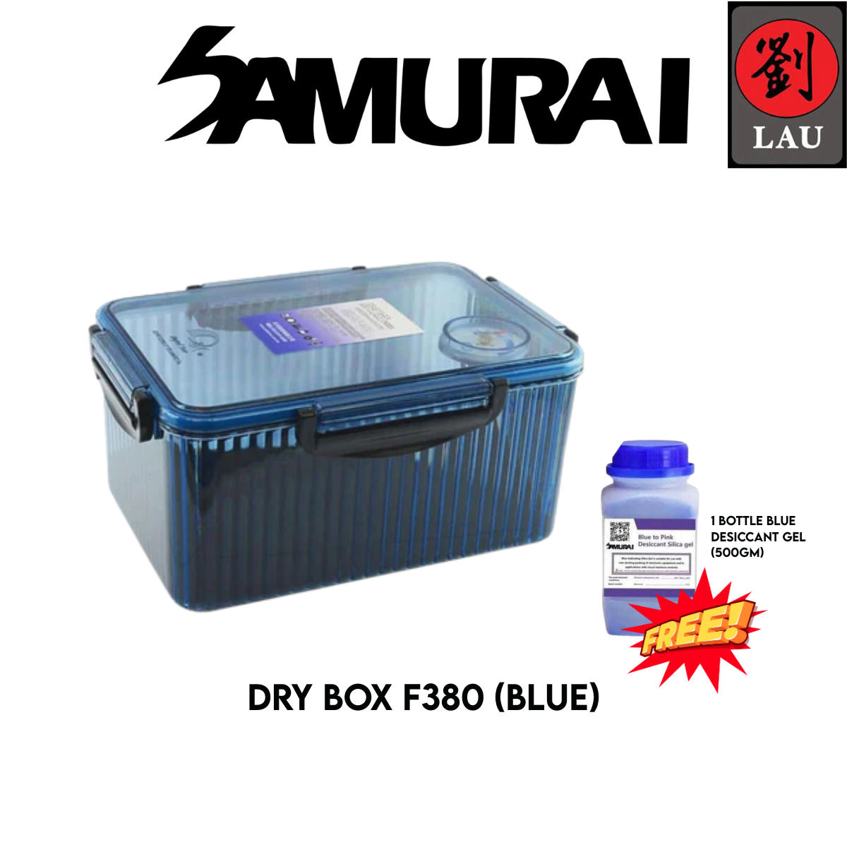 Samurai Dry Box F380 Blue/Grey with Free Blue Silica Gel Bottle (500g)