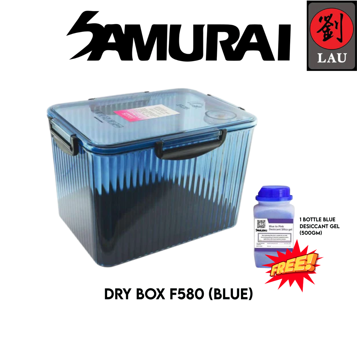 Samurai Dry Box F580 Blue/Grey with Free Blue Silica Gel Bottle (500g)