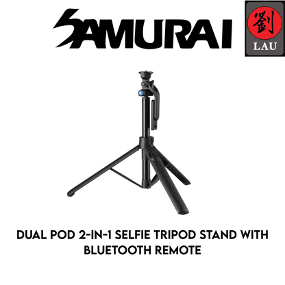 Samurai - Tripod Dual Pod / Build-in Bluetooth Remote / Mini selfie table stand pocket-sized For Phone/Camera