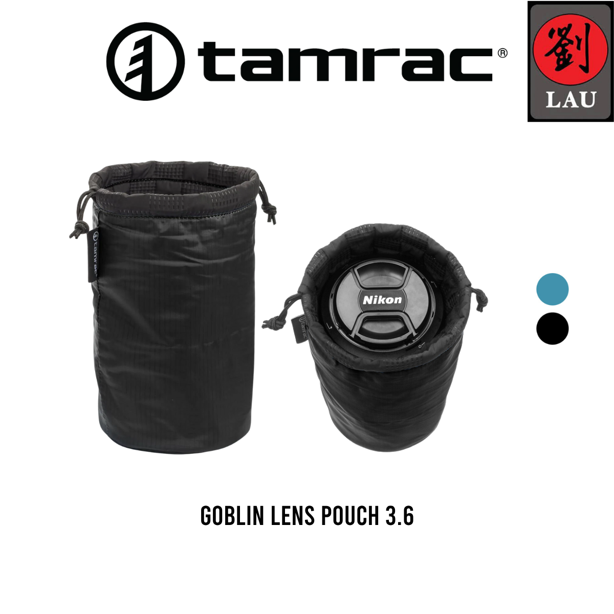 Tamrac Goblin Lens Pouch 3.6 (Black/Ocean)