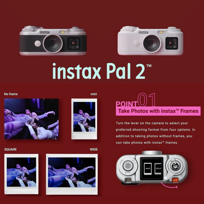 【New Arrival】Fujifilm Instax PAL 2 Digital Camera | Built-in Viewfinder | Analog Style | Compact Design | Seamless Print