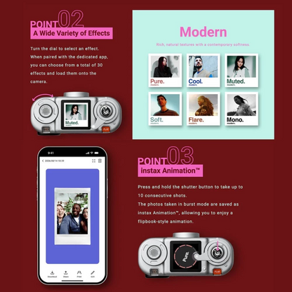 【New Arrival】Fujifilm Instax PAL 2 Digital Camera | Built-in Viewfinder | Analog Style | Compact Design | Seamless Print