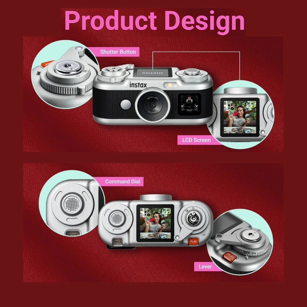 【New Arrival】Fujifilm Instax PAL 2 Digital Camera | Built-in Viewfinder | Analog Style | Compact Design | Seamless Print