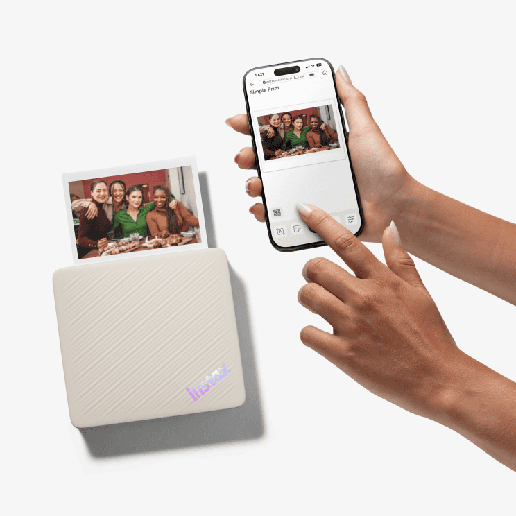 NEW FUJIFILM instax Link WIDE 2 Smartphone Printer (Beige/Blue) with USB Type C Cable