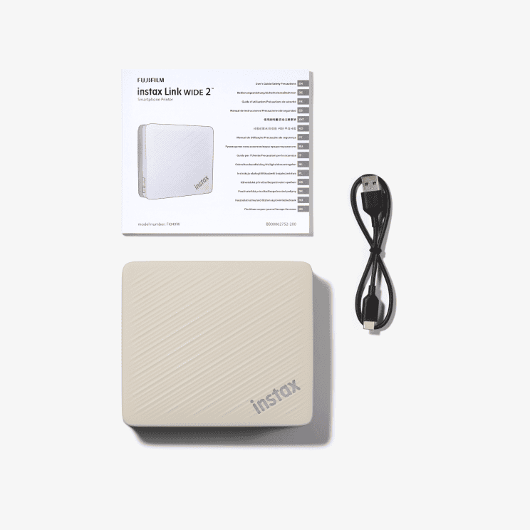 NEW FUJIFILM instax Link WIDE 2 Smartphone Printer (Beige/Blue) with USB Type C Cable