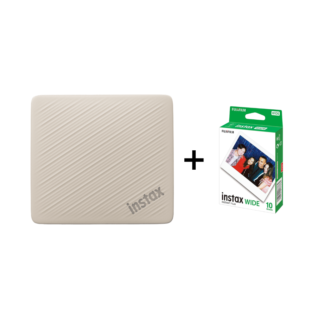 NEW FUJIFILM instax Link WIDE 2 Smartphone Printer (Beige/Blue) with USB Type C Cable