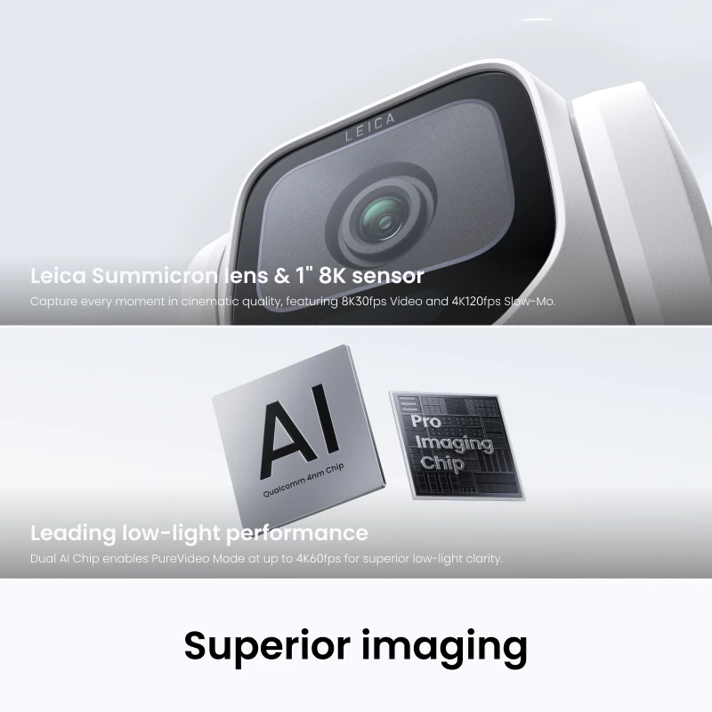 [NEW] Insta360 Luna Pro - 8K Vlogging Camera with Leica Lens, Pocket Gimbal Camera, 1" 8K Sensor, Dual AI Chip, Detachable 2" OLED Touchscreen