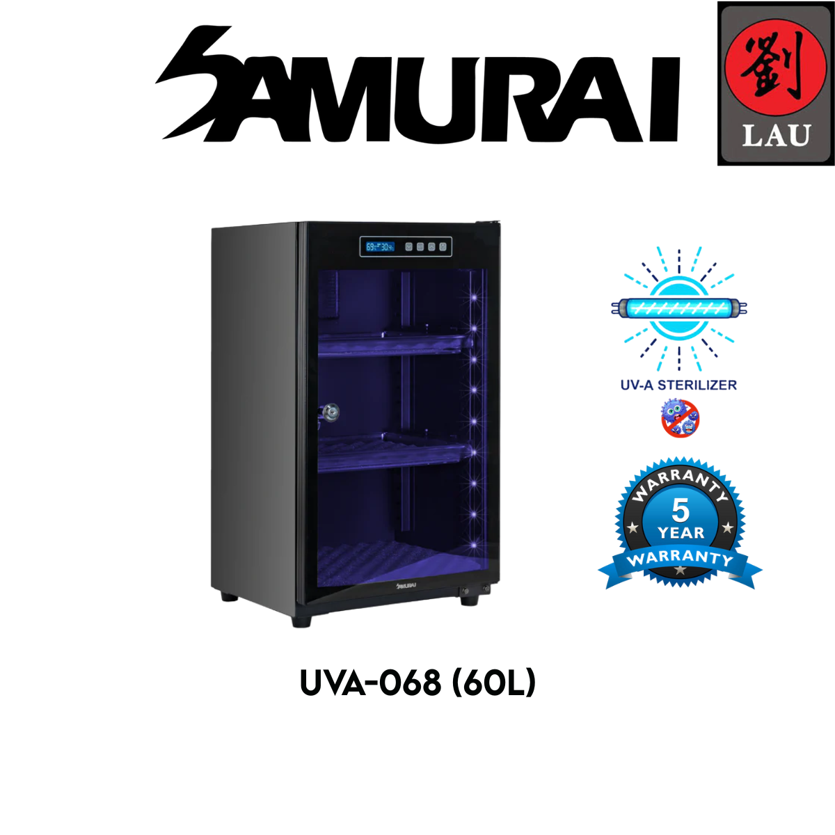 Samurai Digital Dry Cabinet UVA-068 (60L) with UVA Sterilization with 5 years warranty