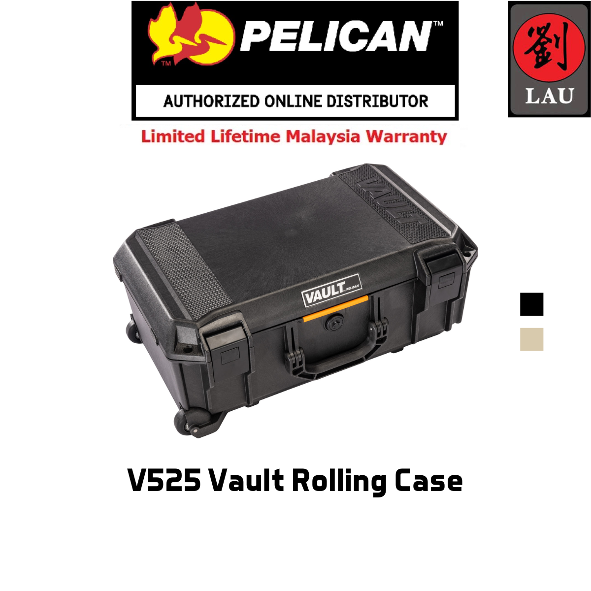 Pelican V525 Vault Rolling Case - Black
