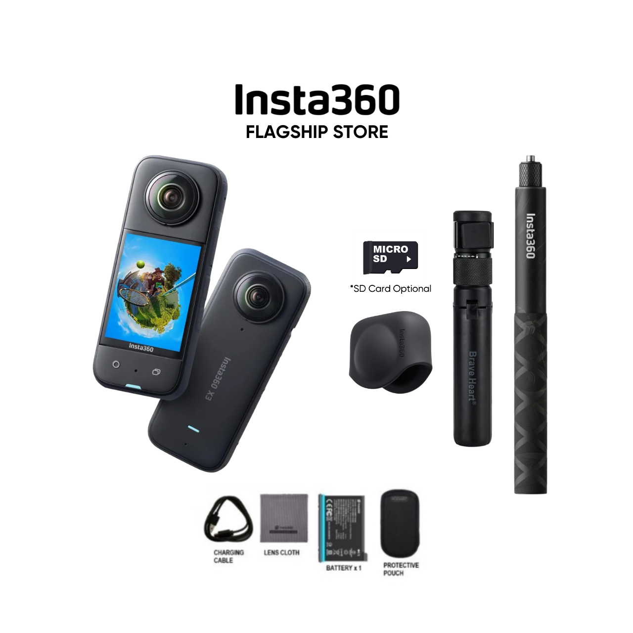 Insta360 X3 5.7K Video 72MP Photo 360 Pocket Camera