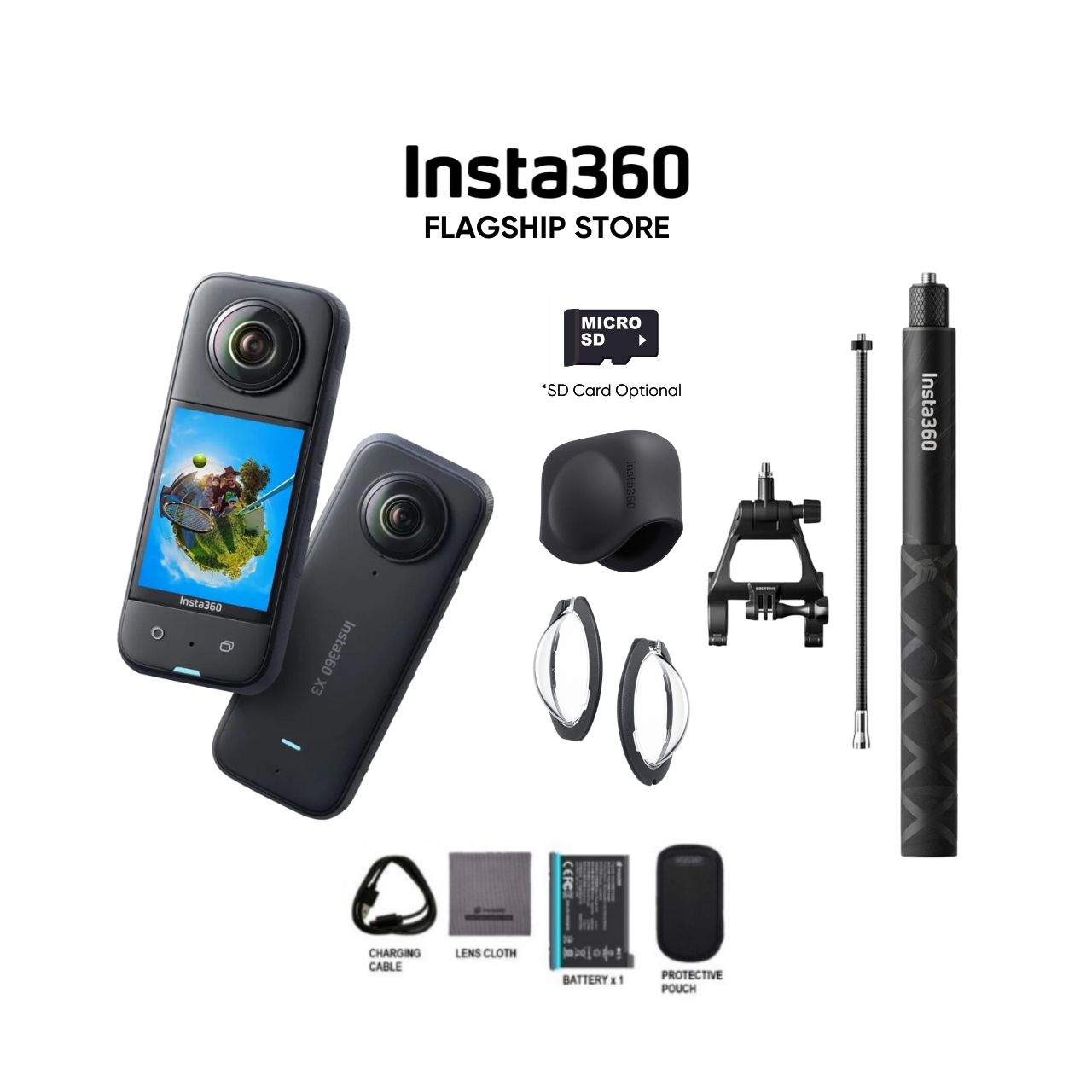 Insta360 X3 5.7K Video 72MP Photo 360 Pocket Camera