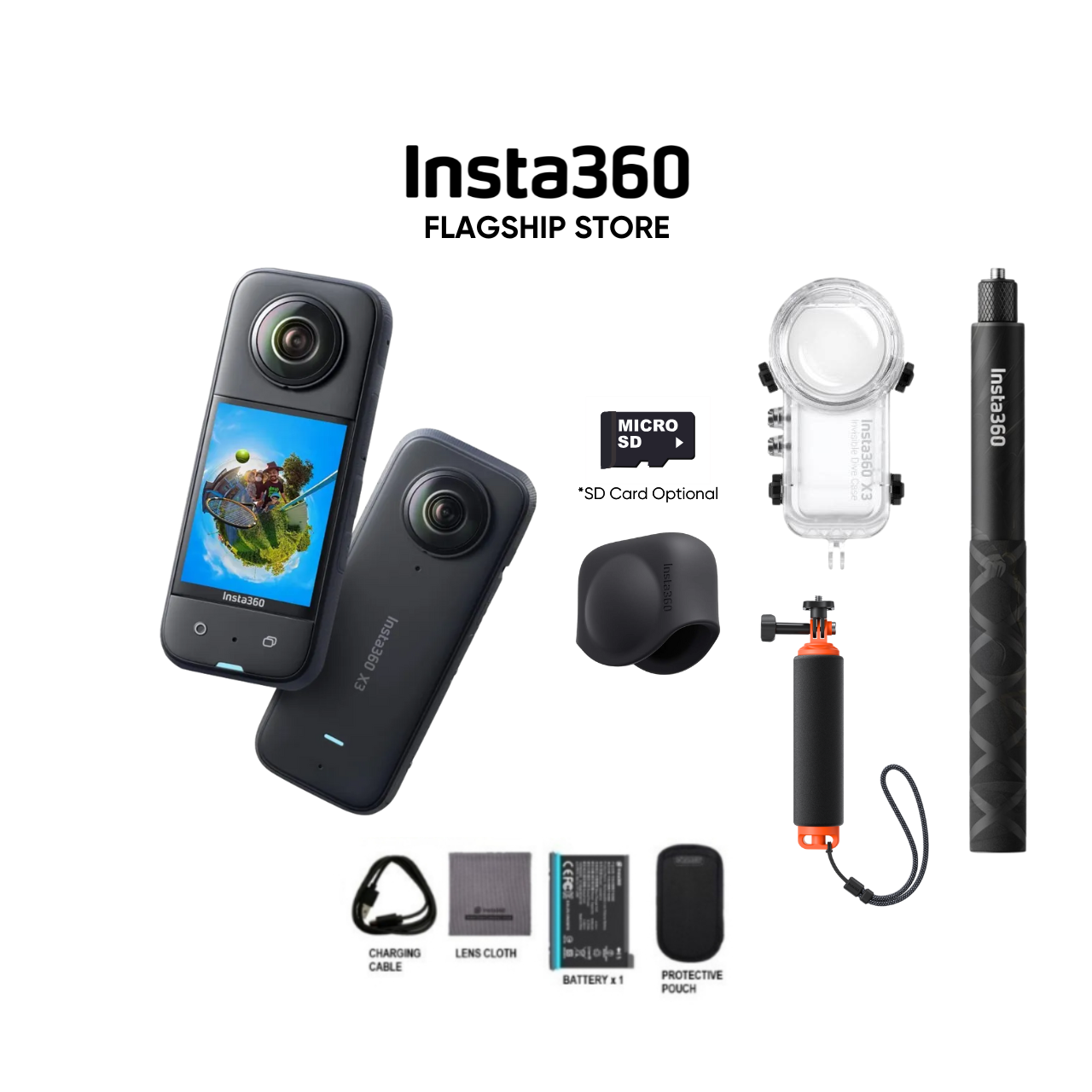 Insta360 X3 5.7K Video 72MP Photo 360 Pocket Camera
