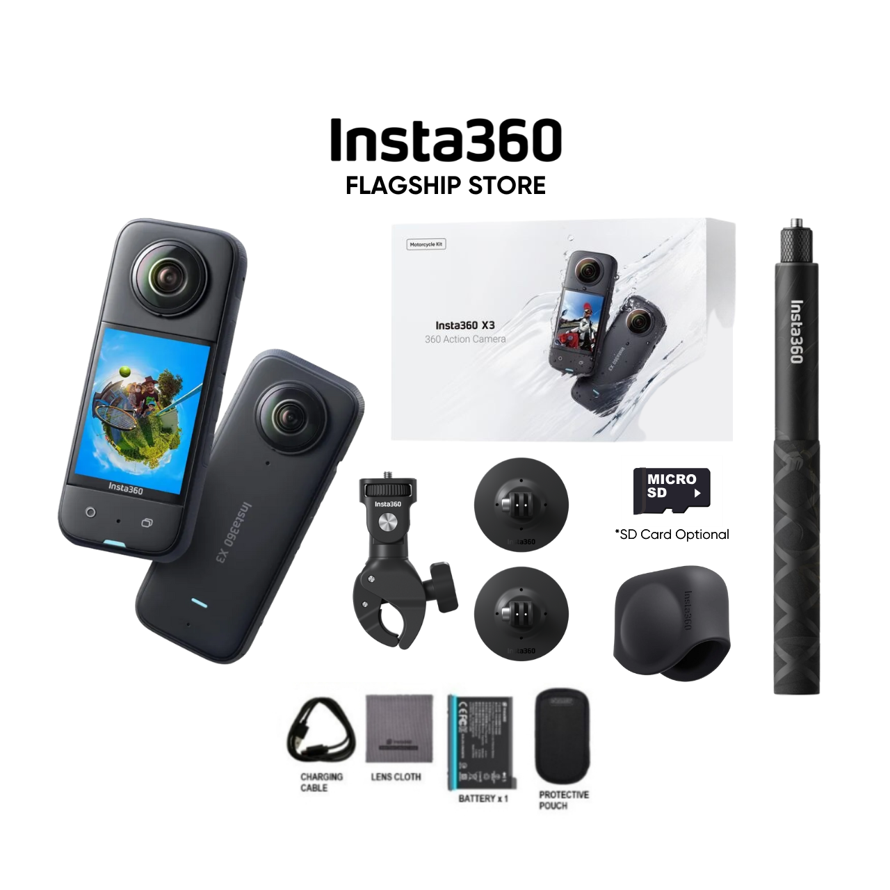 Insta360 X3 5.7K Video 72MP Photo 360 Pocket Camera
