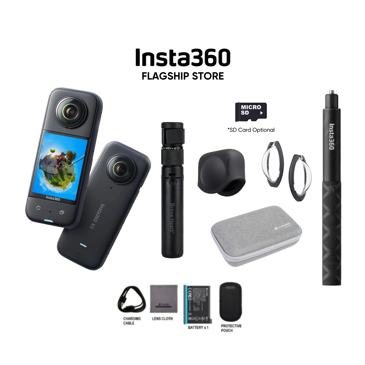 Insta360 X3 5.7K Video 72MP Photo 360 Pocket Camera