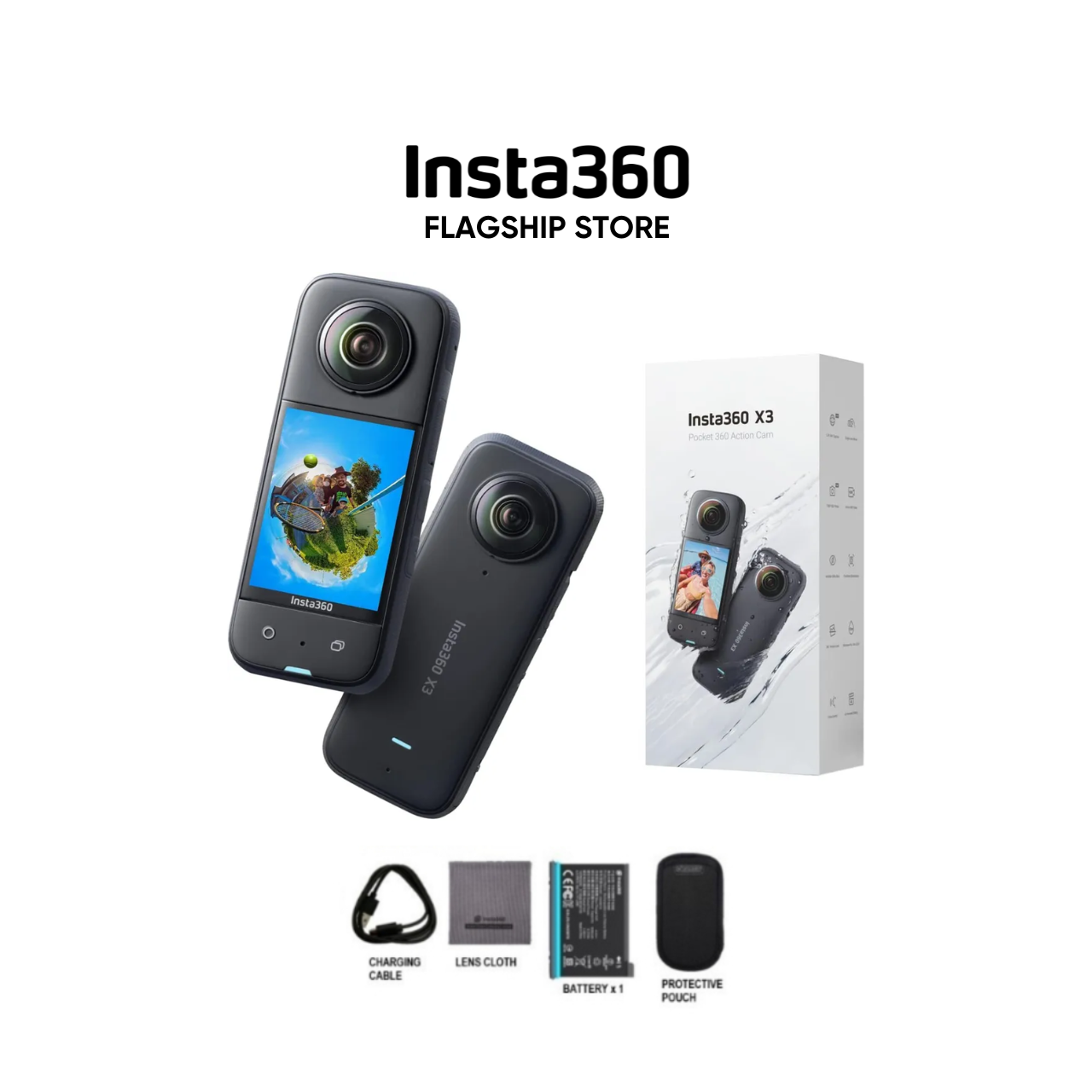 Insta360 X3 5.7K Video 72MP Photo 360 Pocket Camera