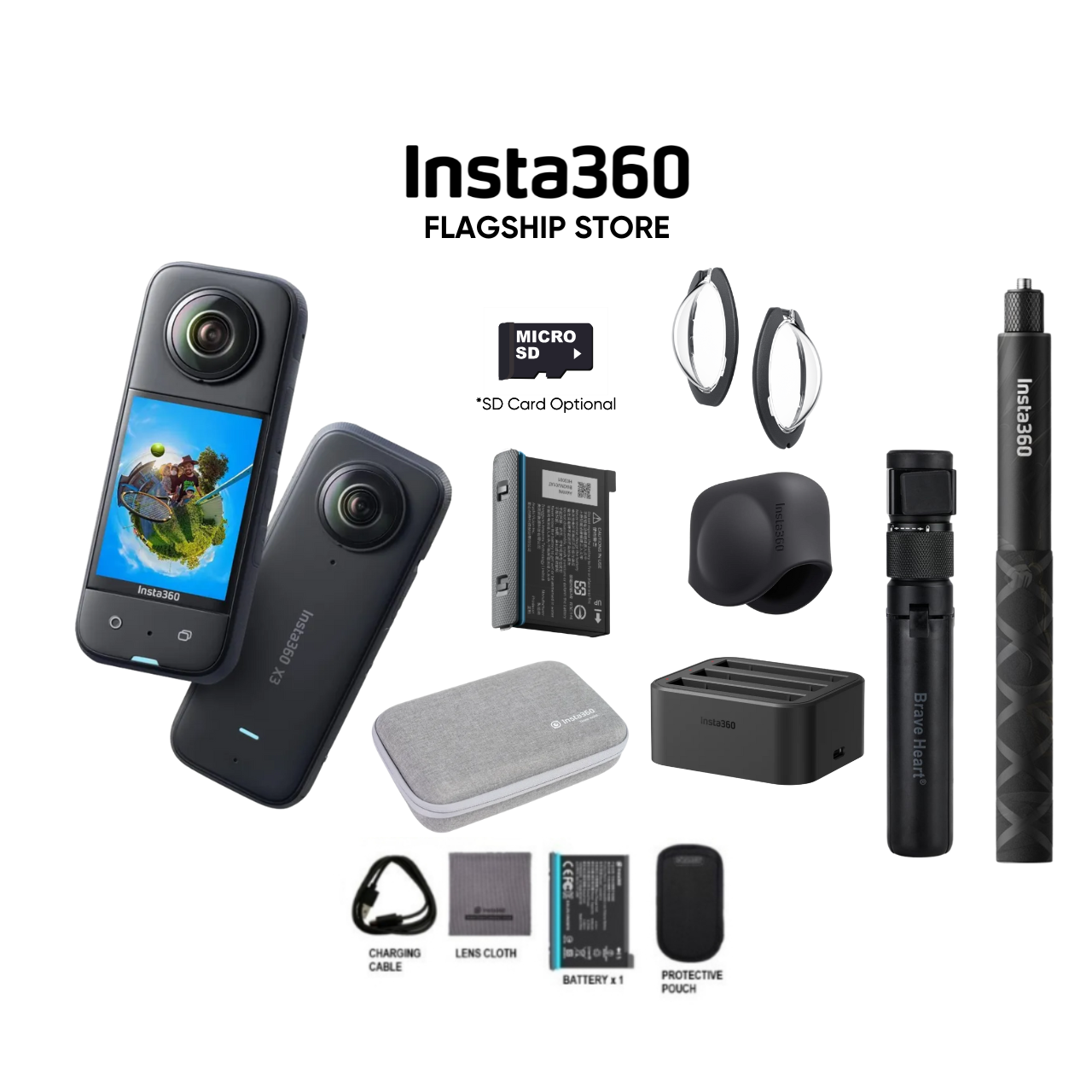 Insta360 X3 5.7K Video 72MP Photo 360 Pocket Camera