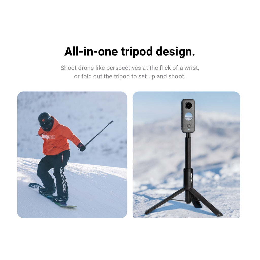 Insta360 X5/Ace Pro 2/GO3S/X4/Ace Pro/Ace/X3/One X2/One R/One RS/GO 3/Go 2 - 2 In 1 Invisible Selfie Stick/Tripod