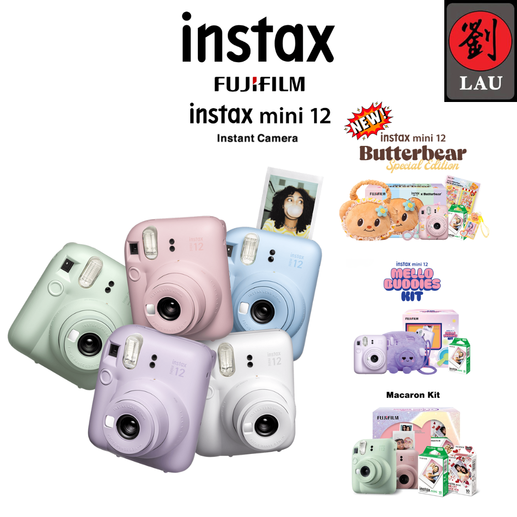 Fujifilm instax mini 12 Camera / Soft Bundle / Butterbear Kit / MelloBuddies Kit / Macaron Kit