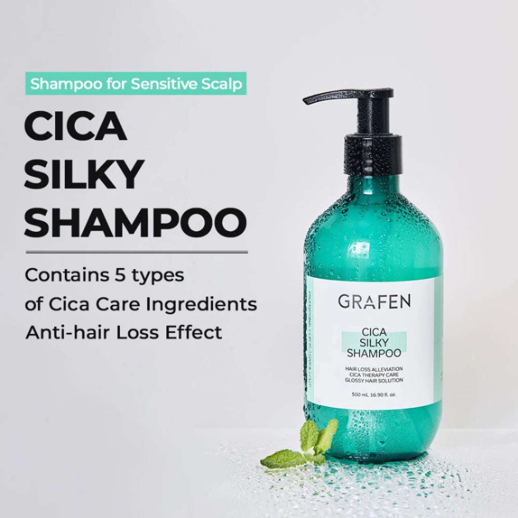 [READY STOCK] GRAFEN Cica Silky Shampoo for Sensitive Scalp | Anti Hairloss 500ml