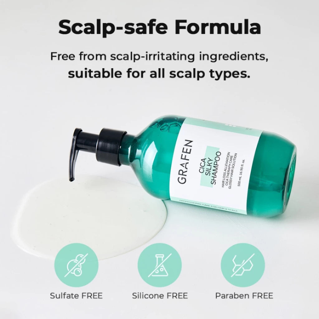 [READY STOCK] GRAFEN Cica Silky Shampoo for Sensitive Scalp | Anti Hairloss 500ml
