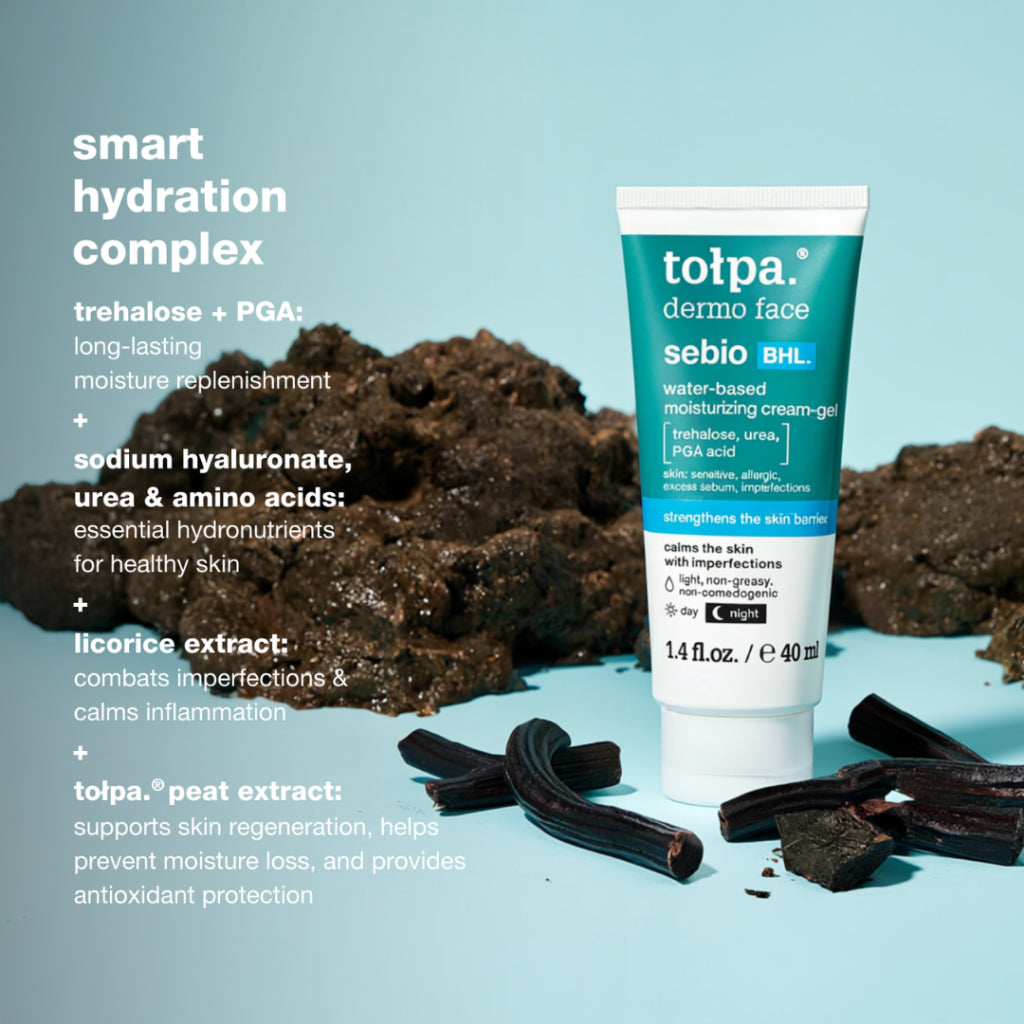 Tolpa Sebio BHL Water Gel Cream 40ml | Sensitive Acne Skin | Soothing Hydration | Non-Greasy