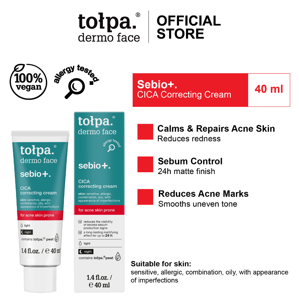 Tolpa Sebio+ CICA Correcting Cream Reduces Redness Matte Finish | 40ml