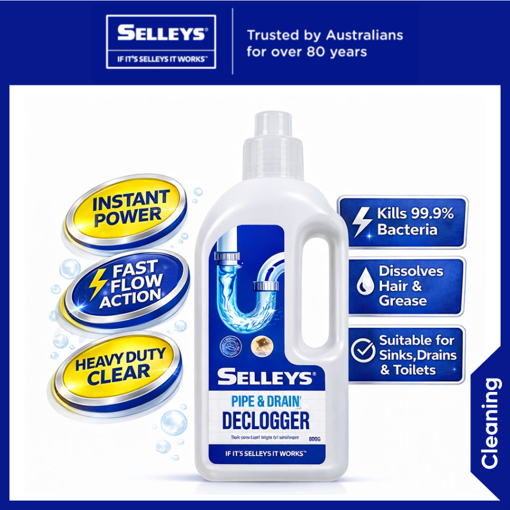 Selleys Pipe & Drain Declogger 800g | Fast Drain Unblocker | Dissolves Hair, ...