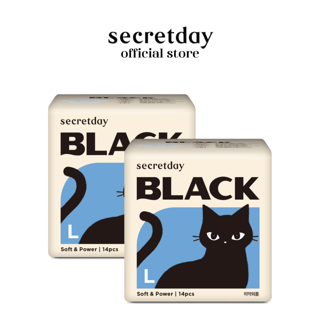 SECRETDAY Black Line Up Sanitary Pad Large 29cm 14s | Strong Absorption | Prevent Leakage | Soft | Feminine Care