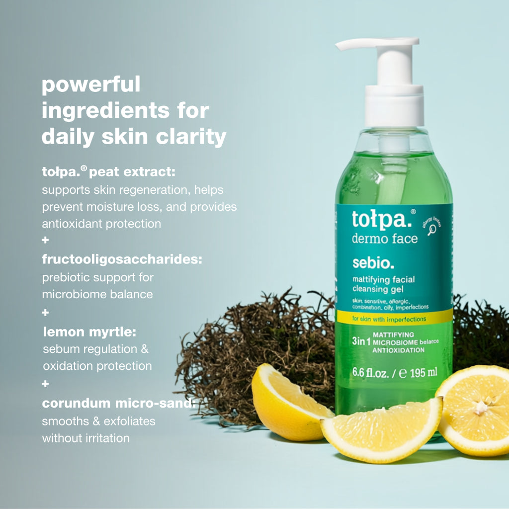Tolpa Sebio Mattifying Gel Cleanser 195ml | Acne-Prone Skin | Gentle Face Wash