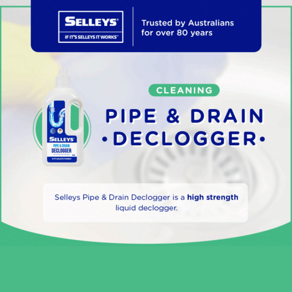 Selleys Pipe & Drain Declogger 800g | Fast Drain Unblocker | Dissolves Hair, ...