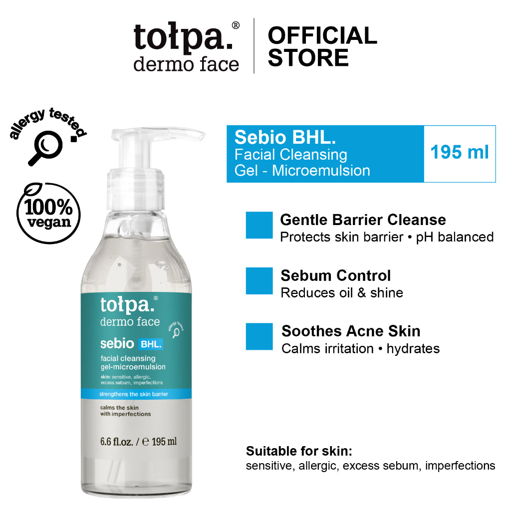 Tolpa Sebio BHL Microemulsion Gel Cleanser 195ml | Acne Cleanser | Controls Oil | Non-Drying | Hydrate Skin