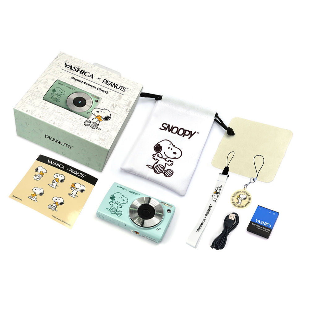 Yashica X Peanuts (Snoopy version) Compact Digital Camera DP-100 (Blue Sky/Sage) [1-YEAR WARRANTY]