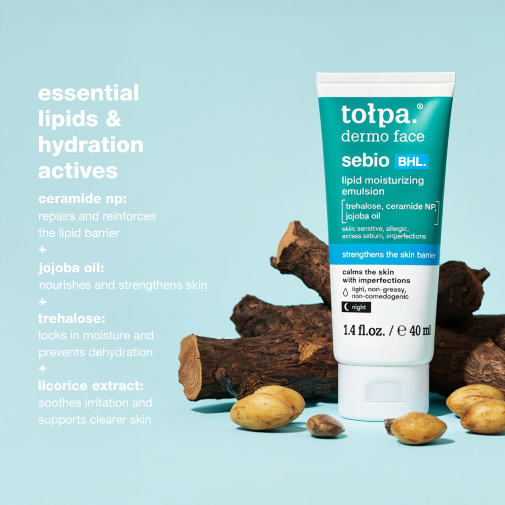 Tolpa Sebio BHL Lipid Moisturizing Emulsion 40ml | Sensitive Acne Skin | Skin Barrier Repair | Non-Greasy Moisturizer