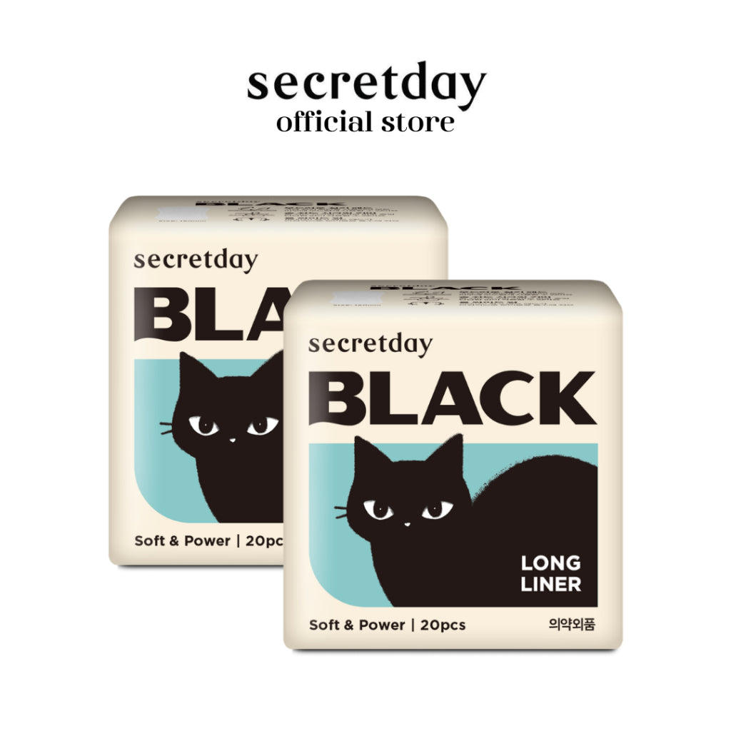 SECRETDAY Black Long Liner 18cm 20s | Strong Absorption | Prevent Leakage | Soft | Feminine Care