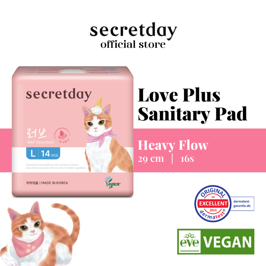 SECRETDAY Love Plus Line Up Sanitary Pad Large 29cm 16s | Strong Absorption | Prevent Leakage | Suitable for Sport Wear