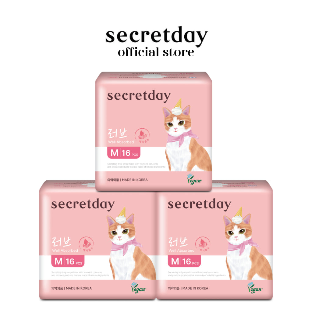 SECRETDAY Love Plus Medium 24.5cm 16s | Strong Absorption | Prevent Leakage | Suitable for Sport Wear