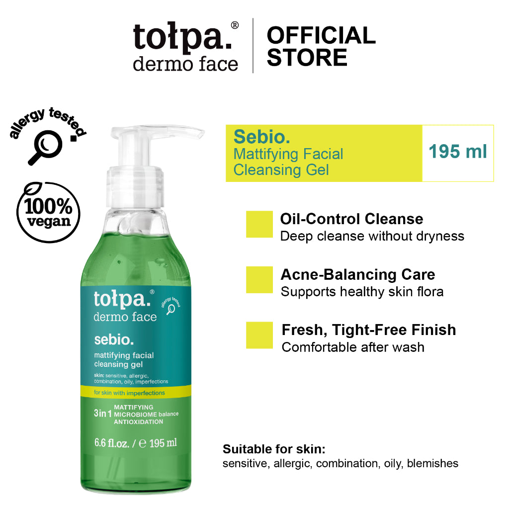 Tolpa Sebio Mattifying Gel Cleanser 195ml | Acne-Prone Skin | Gentle Face Wash