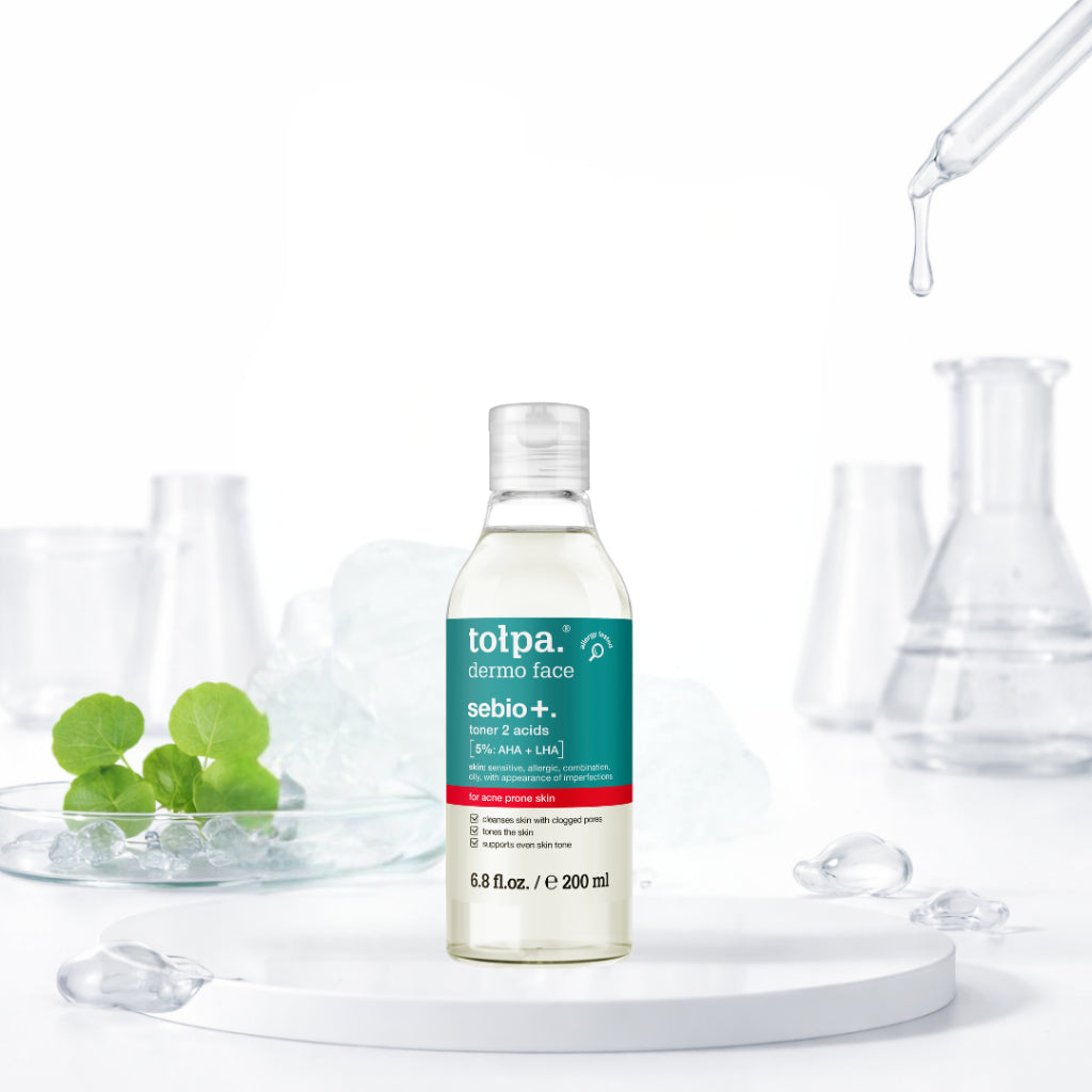 Tolpa Sebio+ Skincare Set | AHA LHA Face Wash Gel, Toner & CICA Correcting Cream for Blemish-Prone Skin